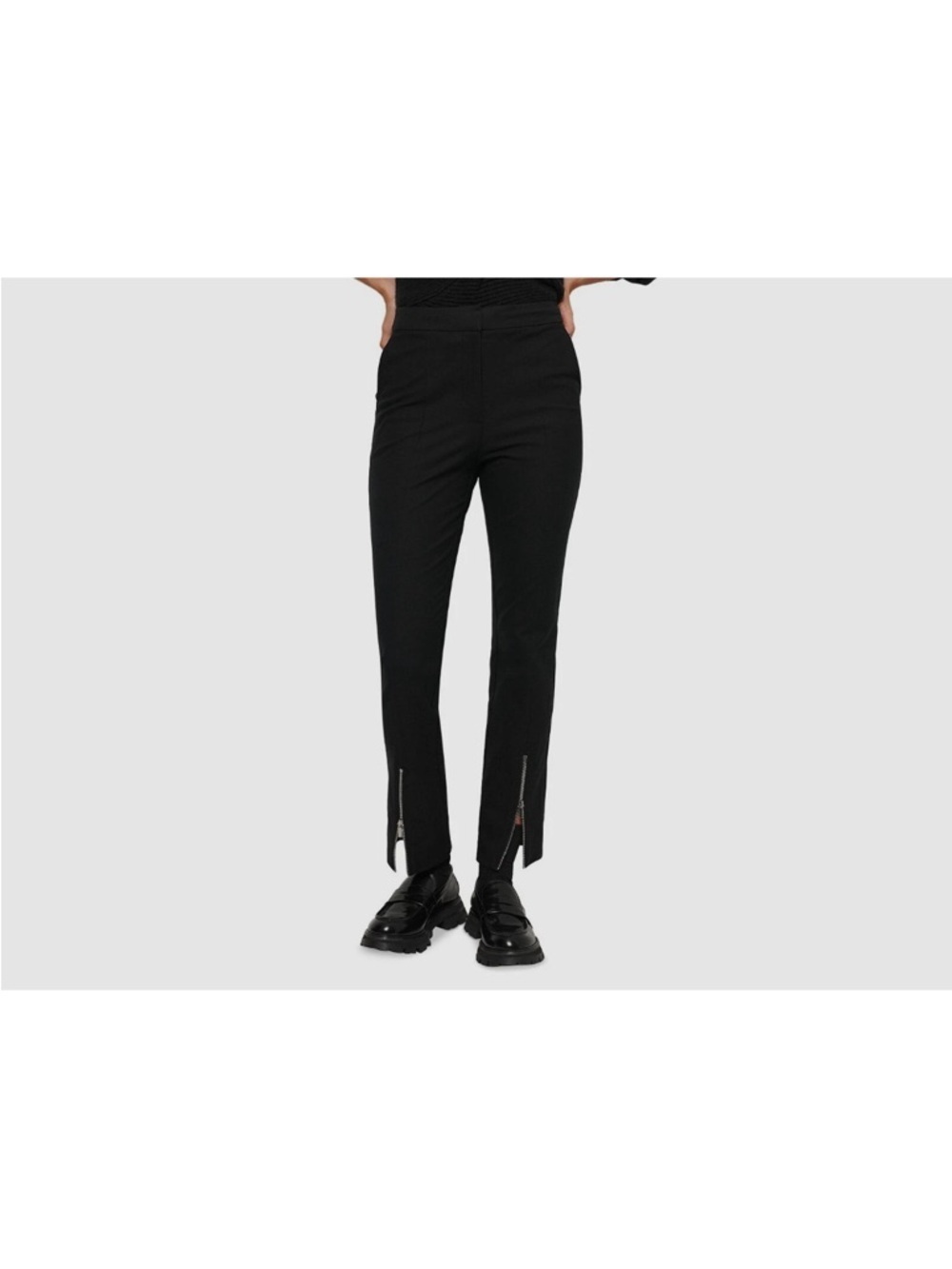 $395 Derek Lam 10 Crosby Women's Black Van Cropped Zipper Pants Size 40